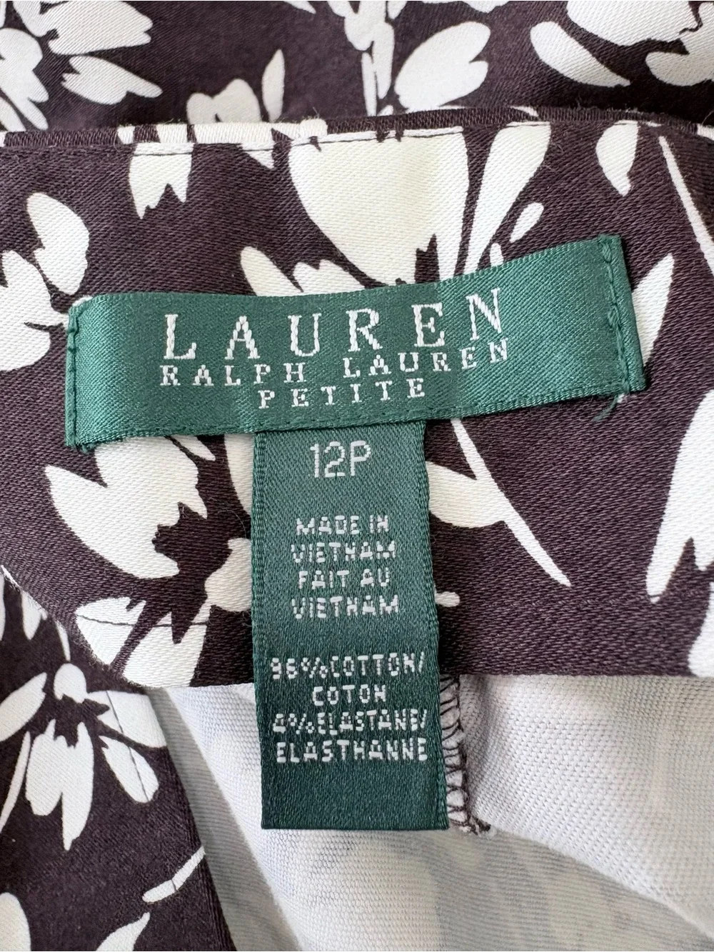 LAUREN RALPH LAUREN 12P Brown Cream Floral Pencil Skirt NWT Side Zip Back Slit